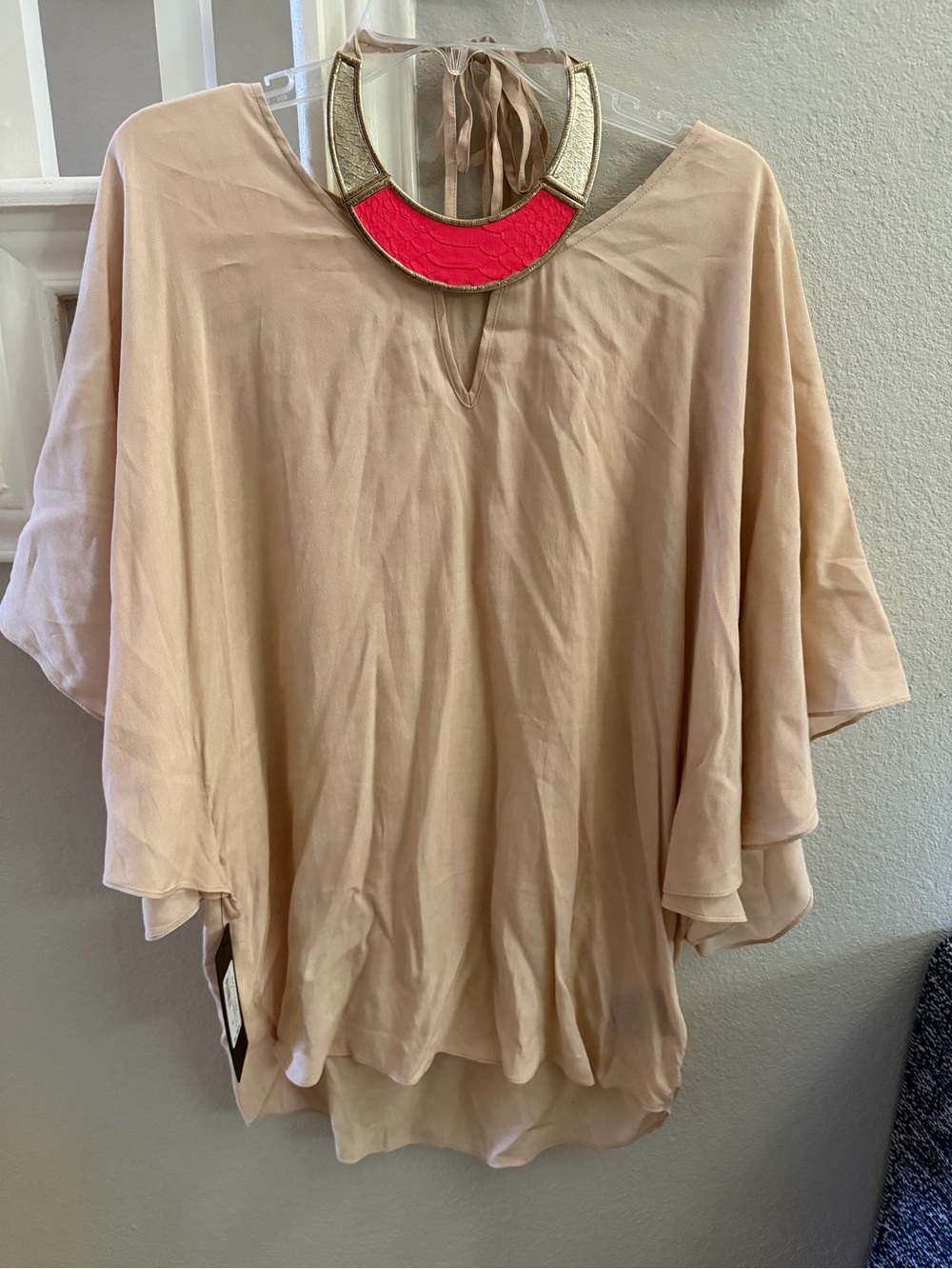 Marciano Lightweight Beige Flowy V-Neck Tunic